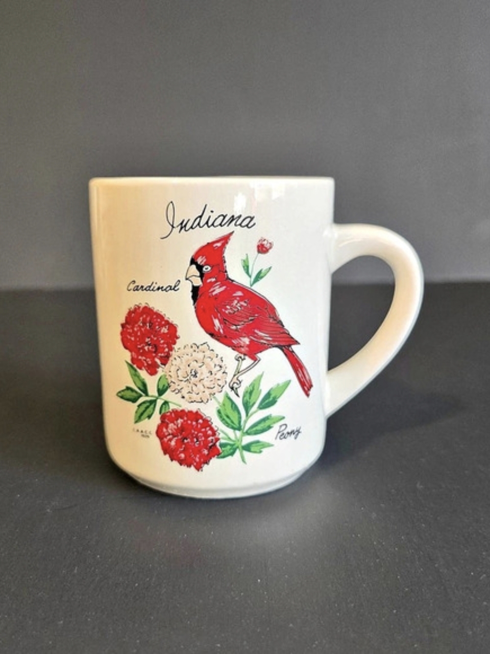 Indiana Cardinal & Peony State Souvenir Coffee Mug